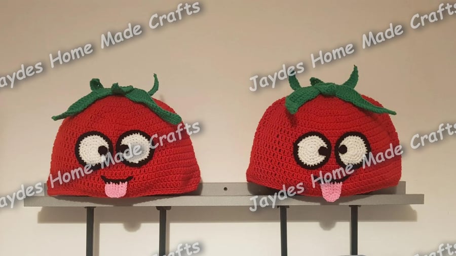 Crochet Strawberry Headrest Covers