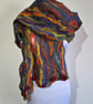 37. Multicoloured Hand Felted Wrap in Hand Spun Merino Wool. Measures 60"x 10". - Image 1
