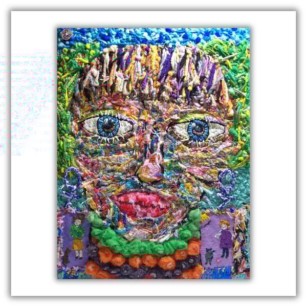 Original textile art - feminist art - portrait - needlework - hand stitched 