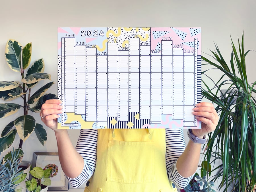 A3 Memphis 2024 Wall Planner Calendar