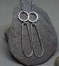 Silver drop earrings - organic shaped long lightweight - recycled silver