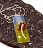 Handmade Fused Opaline Glass Pendant Necklace Poppy-field Red Arum - Image 3