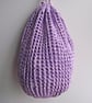 String Market Bag, Pink Lilac Cotton, Handmade - Image 3