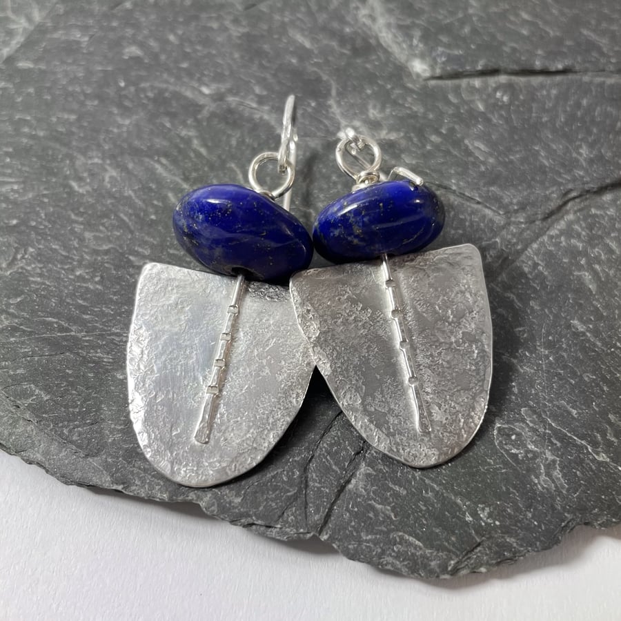 silver and lapis lazuli Tribe earrings