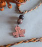 Copper leaf pendant with picasso jasper beads and plaited macrame necklace - Image 2