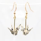 Sheet Music Origami Crane Earrings. Music Lover Gift. Musical notes