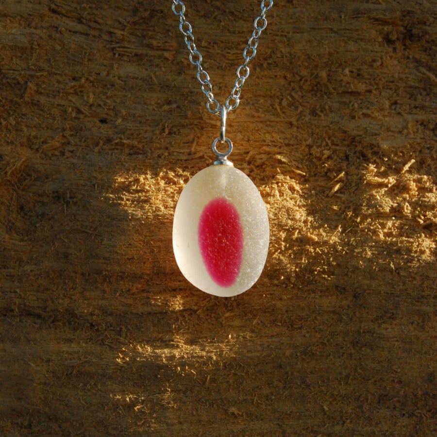 Little red Seaham sea glass pendant
