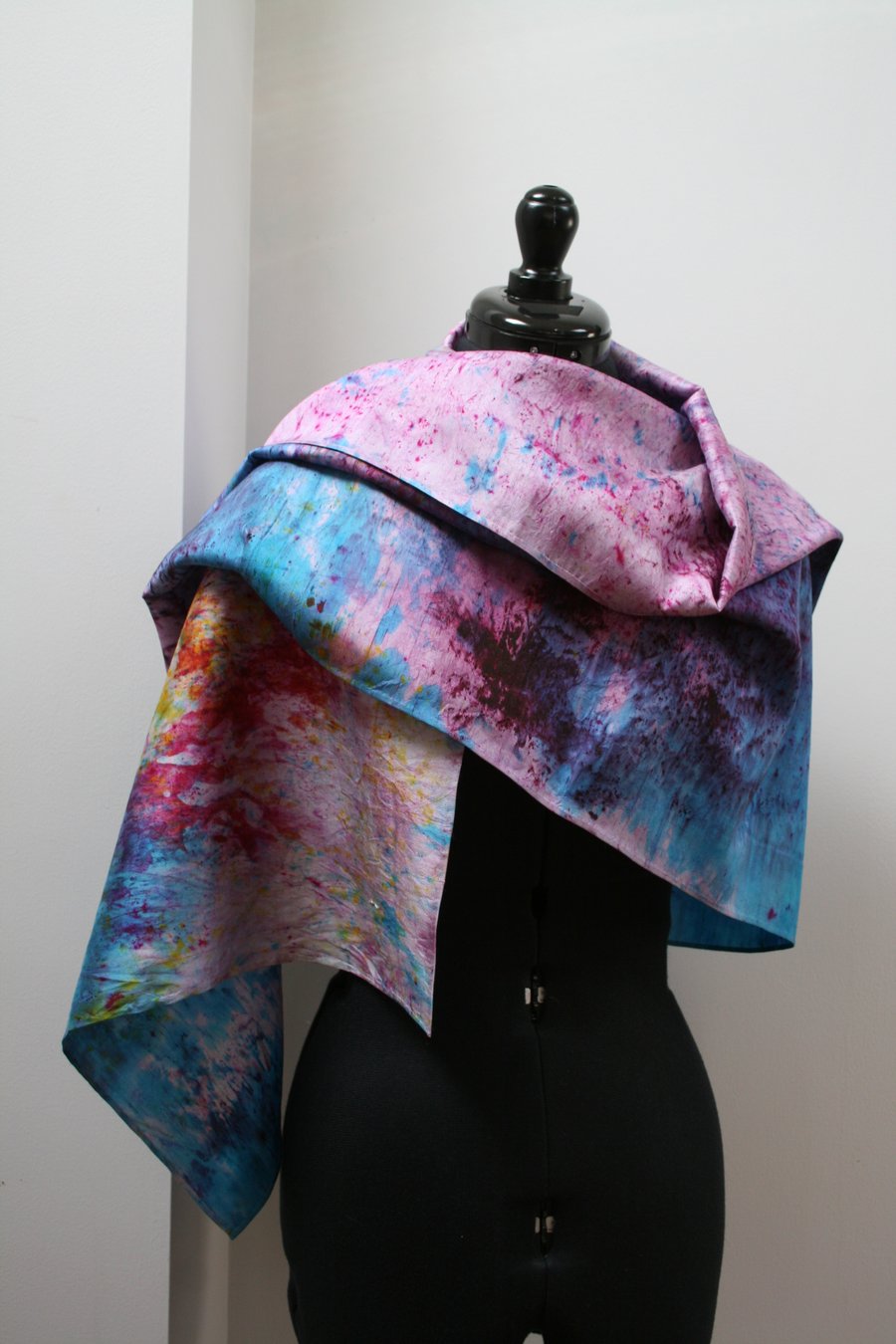 Silk hand dyed scarf, shawl or wrap - paintbox