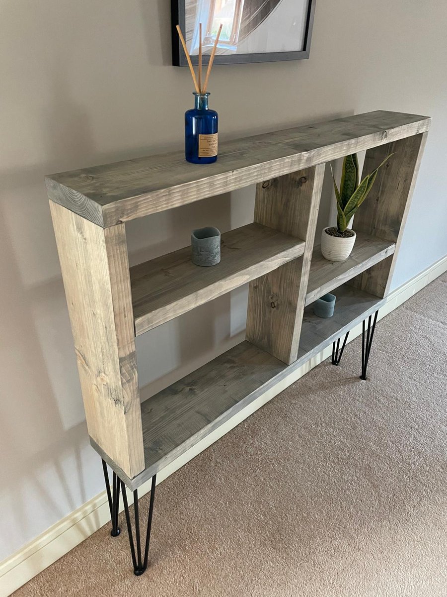 Floor Standing Solid Cabinet, Solid Wood Low Shelving Unit, Bookcase Display