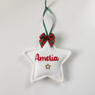 Personalised Plush White Star Christmas Decoration