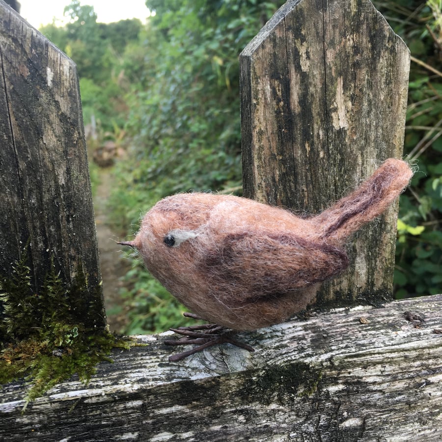 Needle felted wren model