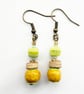 Yellow And Lime Green Dangle drop Boho Style Handmade Earrings