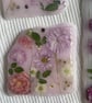 Handmade Resin Tray Set Pink Floral Design with Gold Detail and Coasters - Image 3