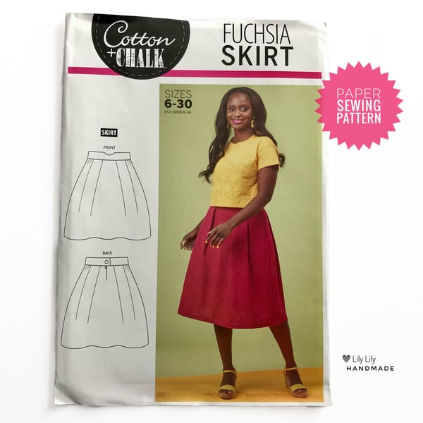 Paper Sewing Pattern, Fuchsia Skirt sewing pattern, New and Unopened