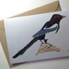 Magpie Embroidered Portrait Greetings Card