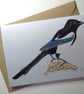 Magpie Embroidered Portrait Greetings Card - Image 1