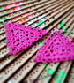 Delicate Triangular Lace Earrings in Cerise Pink - Image 2