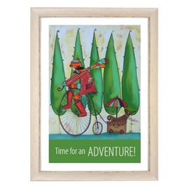 "Adventure" print white frame