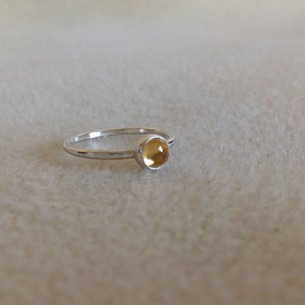 Citrine Sterling and Fine silver dainty ring