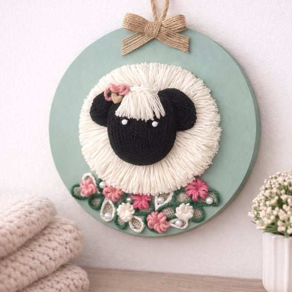 Rustic Sheep Wall Hanging Handmade Farm Animal Decor Nursery Gift Country   