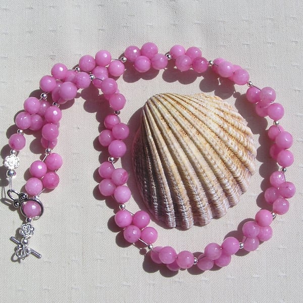 Pink Morganite Crystal Gemstone Beaded Statement Necklace "Mystic Rose"