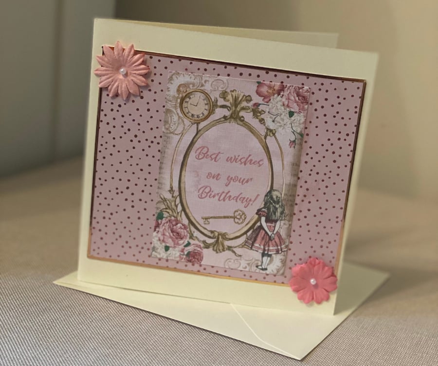Handmade Alice and wonderland Birthday Card