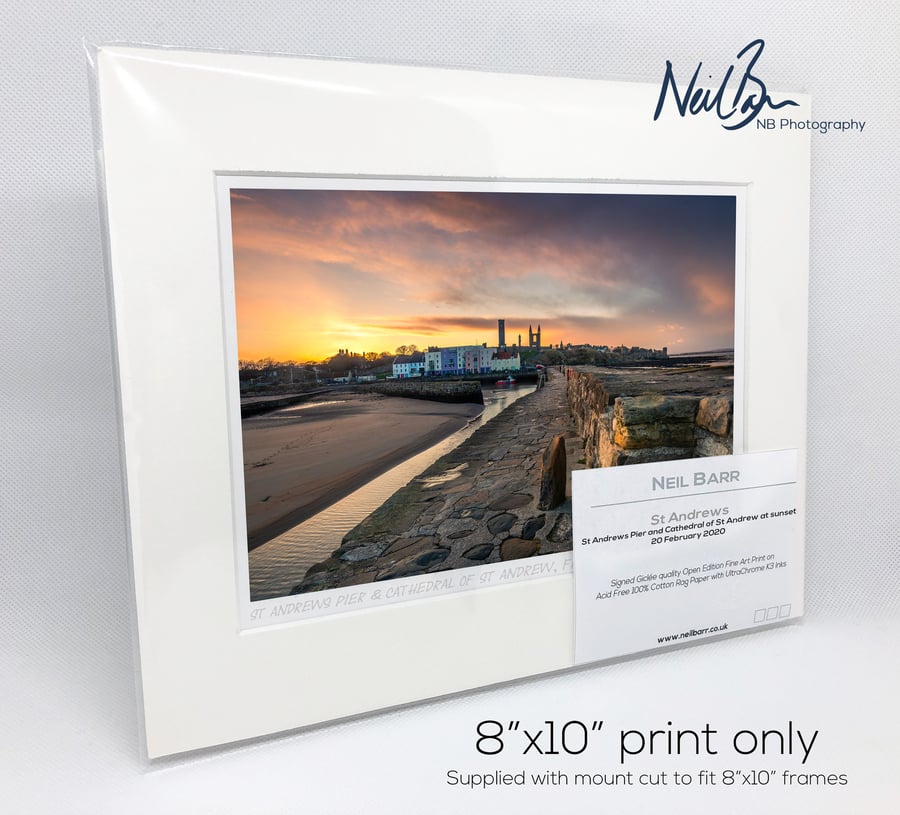 St Andrews Pier & Cathedral of St Andrew, Fife - A5 (10" x 8") Unframed Print
