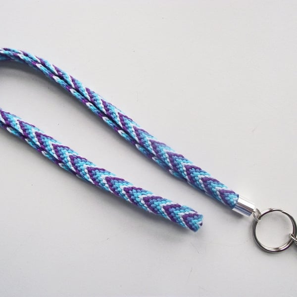 Lanyard for Identity Badge and Key, Handmade, Kumihimo Braided Cotton Thread 