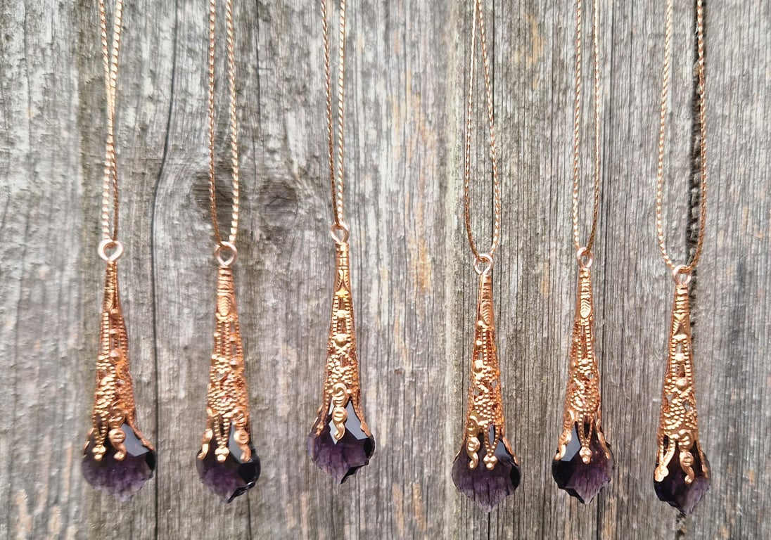 6 Victorian Christmas Tree Glass Icicle Ornaments. Gold & Plum