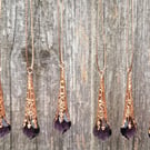 6 Victorian Christmas Tree Glass Icicle Ornaments. Gold & Plum