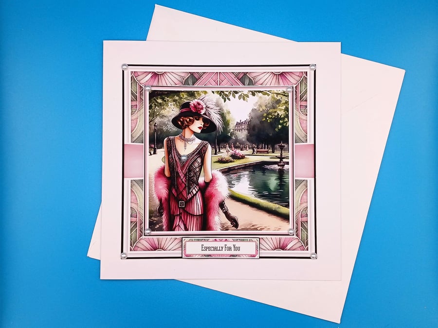 Art Deco Birthday Card, Handmade 