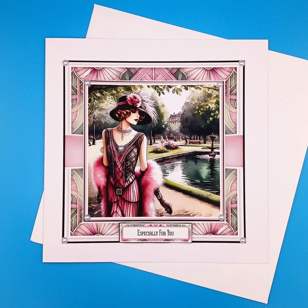 Art Deco Birthday Card, Handmade 