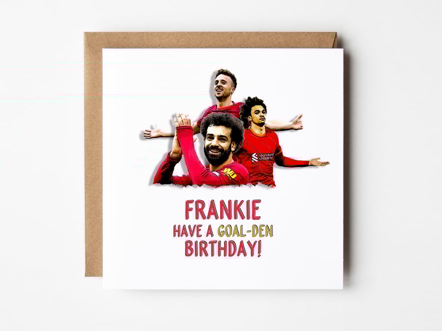 Have A Goal-Den Birthday, Personalised LIverpool Birthday Card, Dad Birthday