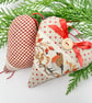 CHRISTMAS ROBIN HEART DECORATION - cream ribbon, dotty and mini-check - Image 8