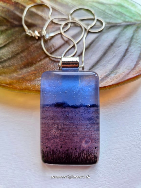 Handmade Field of Dreams (b) Mini Vista Fused Glass Pendant
