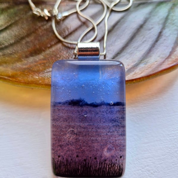 Handmade Field of Dreams (b) Mini Vista Fused Glass Pendant