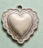  Destash:HEARTS: Small Scalloped Heart, Silver Metal with Raised Acrylic Centre - Image 1