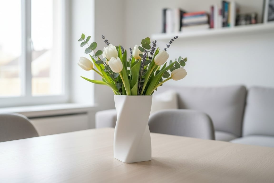 Modern Twisted Vase 3D Printed 