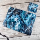 Set of 6 Resin Placemats and Coffee Table Coasters Navy Blue Dinnerware