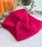 Knitted Headband Earwarmer Soft Alpaca Silk Crimson Red Ready Made