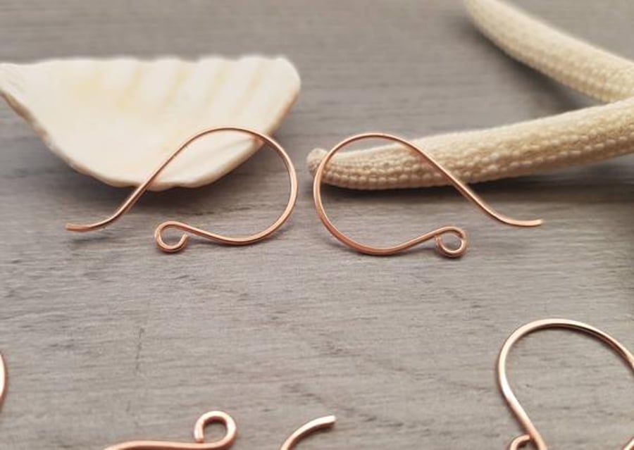VEGA - Handmade Round French Raw Copper Ear Wires - 5, 10 or 20 Pairs