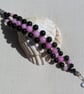 Black Onyx & Pink Morganite Gemstone Woven Beaded Bracelet "Hathor" - Image 6