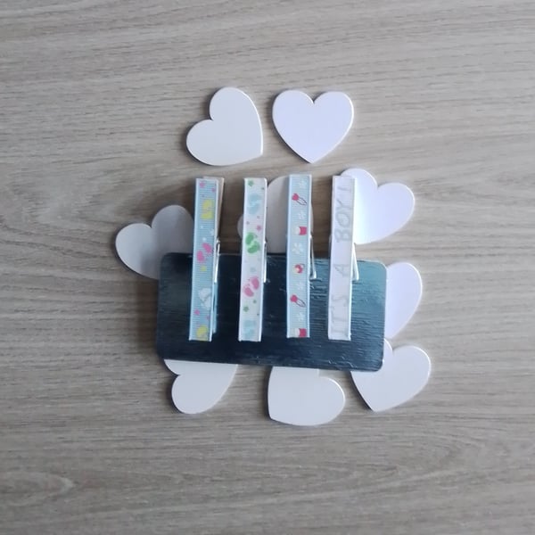 Set 4 Magnetic Pegs, Fridge Magnet, New Baby, Baby Boy
