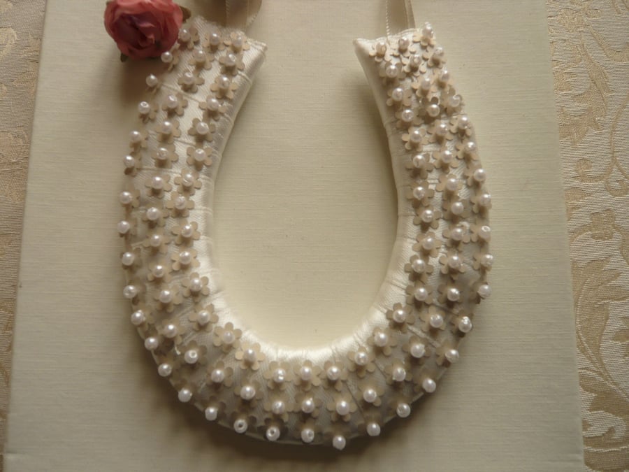 Small Ivory Horseshoe with Sequins