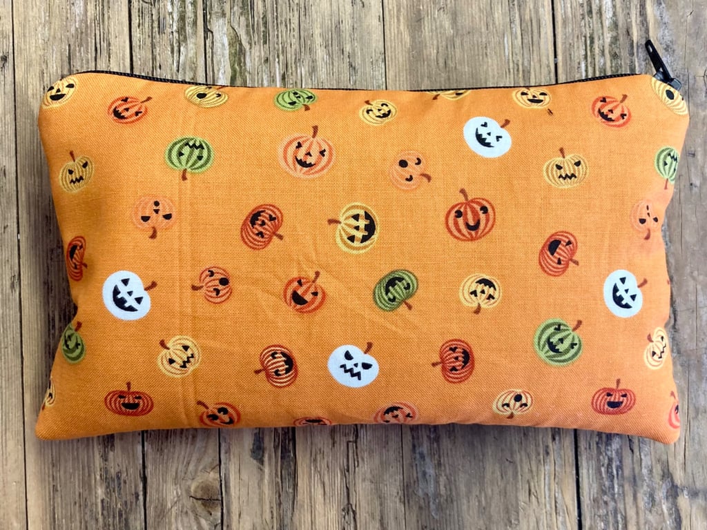 Halloween Pencil Case - Glow in the Dark Notions Pouch - Pumpkin Zip Bag