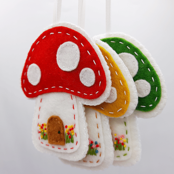 Felt Toadstools Hanging Decorations 