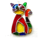 Cat Suncatcher Yellow Tum Stained Glass Rainbow Picasso Patchwork 020