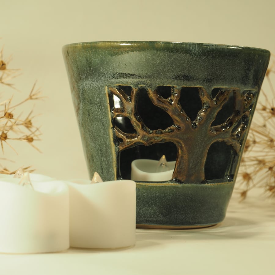 Ceramic Tree of Life Candle Holder, Oak Tree 4 branches