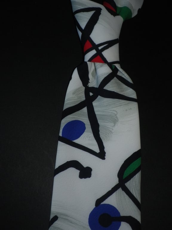 Random graphic artwork on luxury silk screen print tie, 9.5cm, free shipping