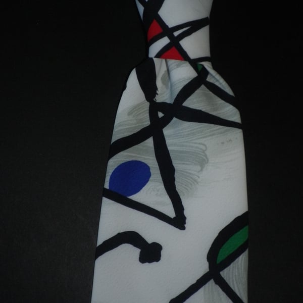 Random graphic artwork on luxury silk screen print tie, 9.5cm, free shipping